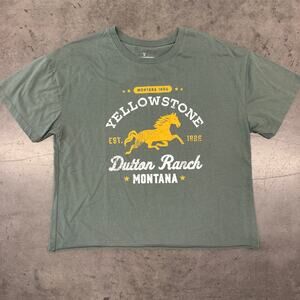 Vintage Y2K Yellowstone Dutton Ranch Montana Sage Green Graphic Tee Crop XXL